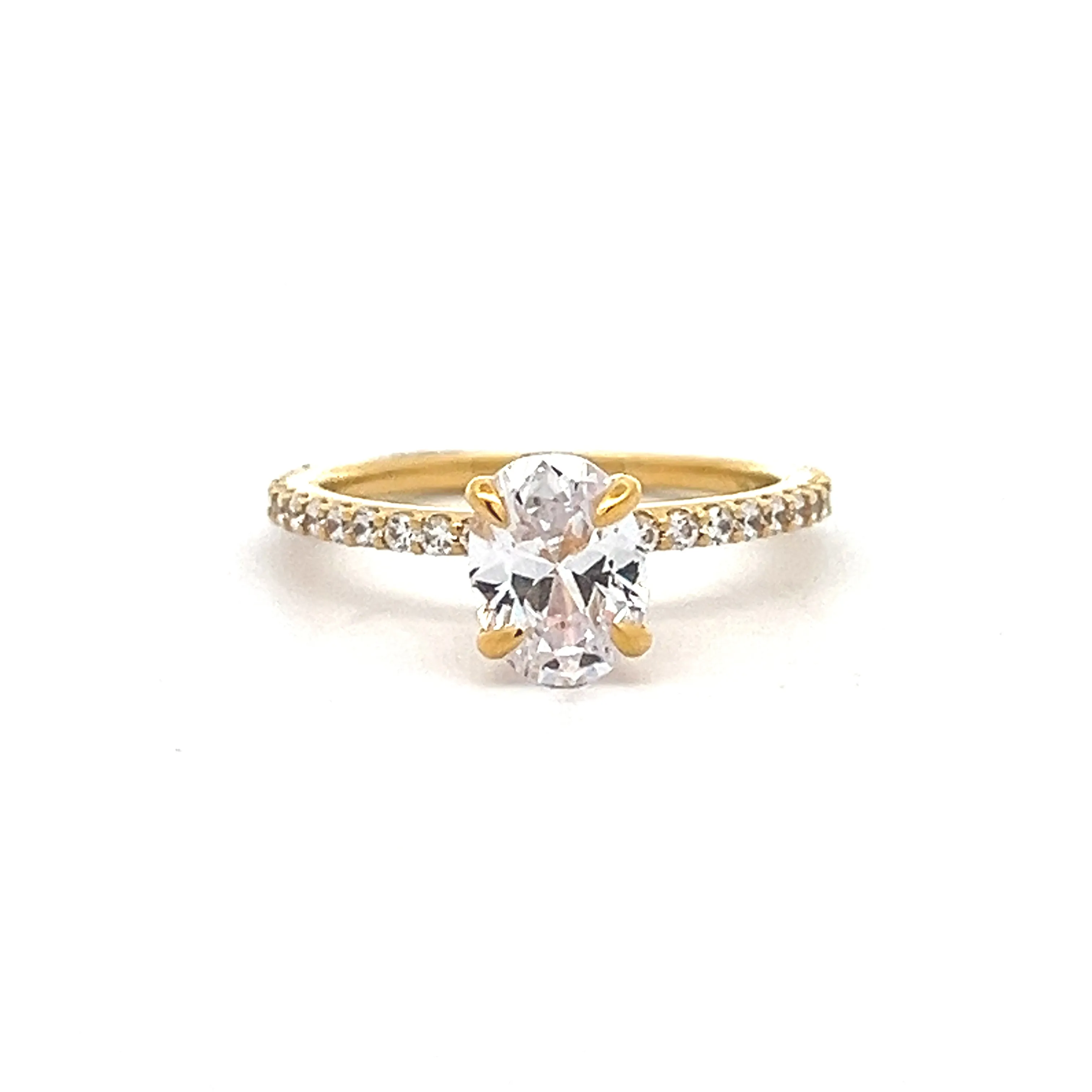 1 1/2 ctw oval diamond engagement ring with pave accents & hidden collar