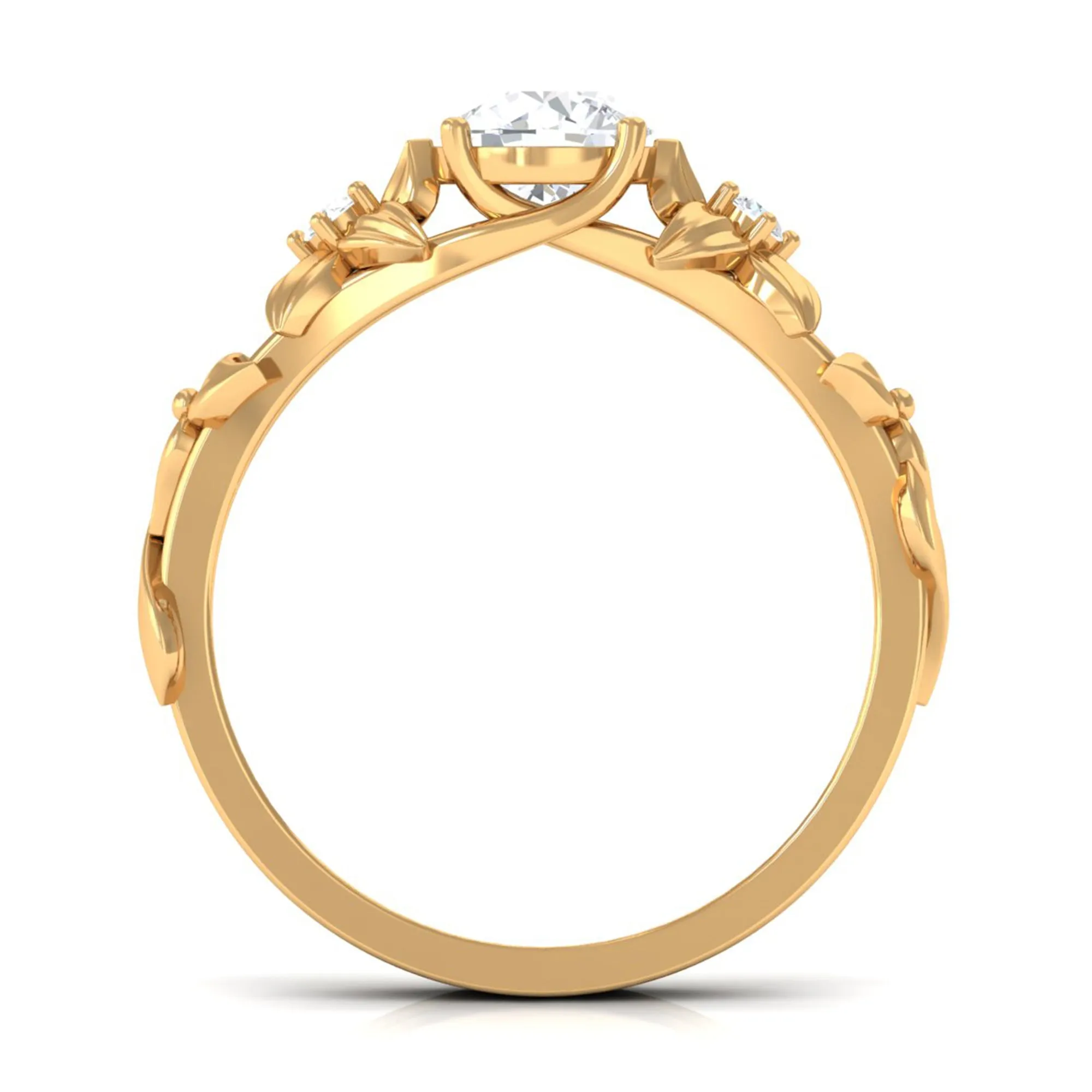 1 CT Simulated Diamond Gold Flower Engagement Ring