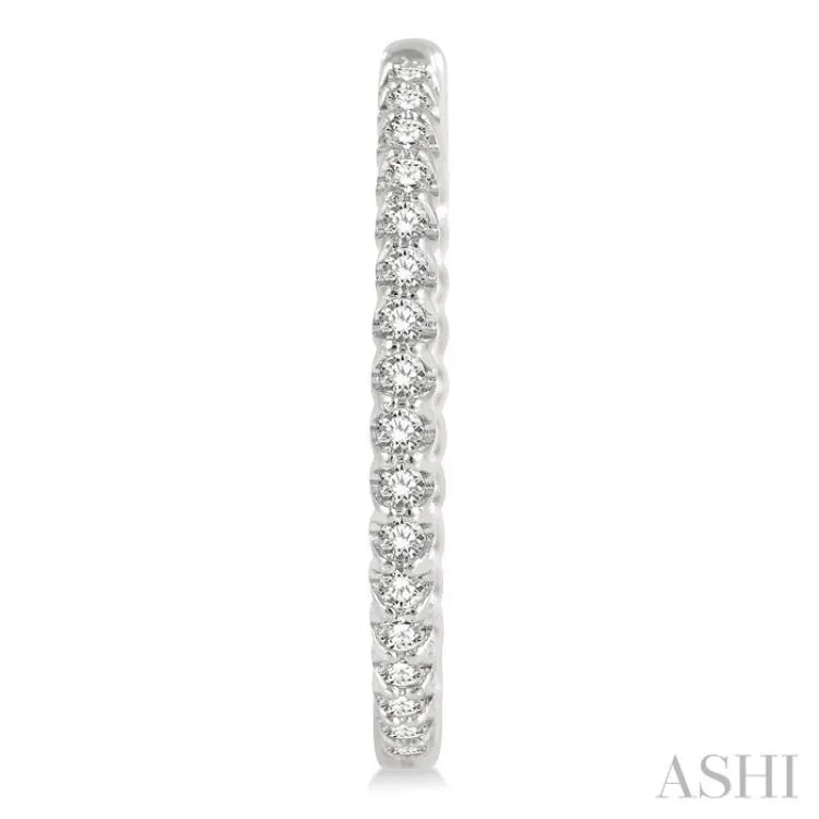 1 Ctw Round Cut Diamond In-Out Hoop Earring in 14K White Gold