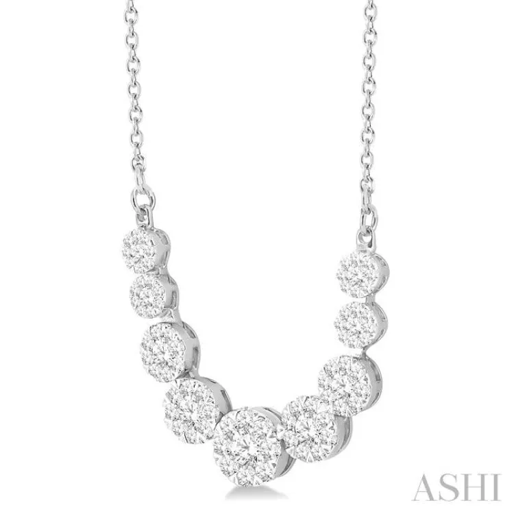 1 Ctw Round Cut Lovebright Diamond Necklace in 14K White Gold