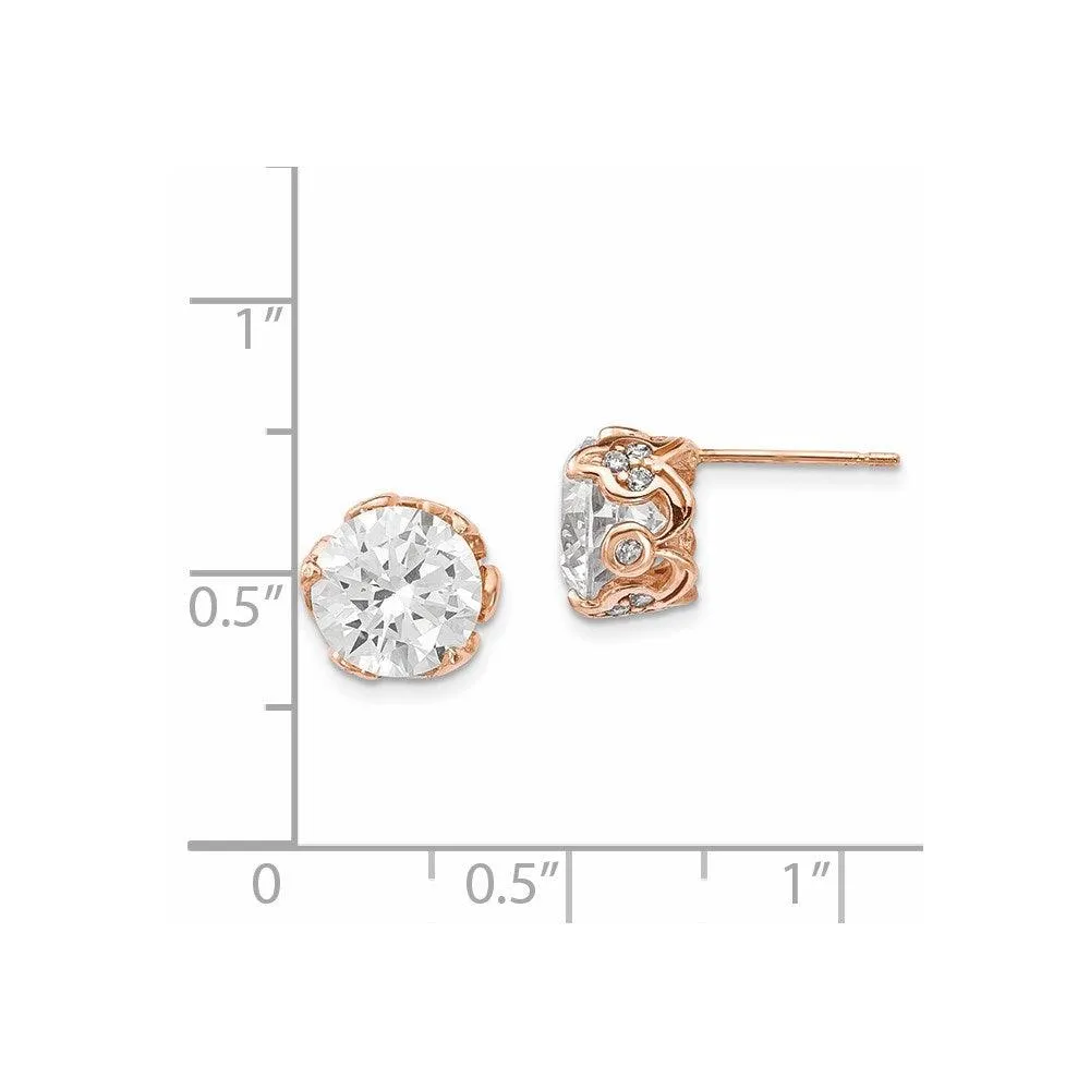 10K Tiara Collection Rose Gold Polished CZ Post Earrings