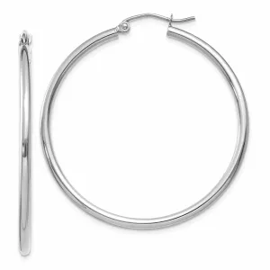 10k White Gold Polished 2MM Round Hoop Earrings