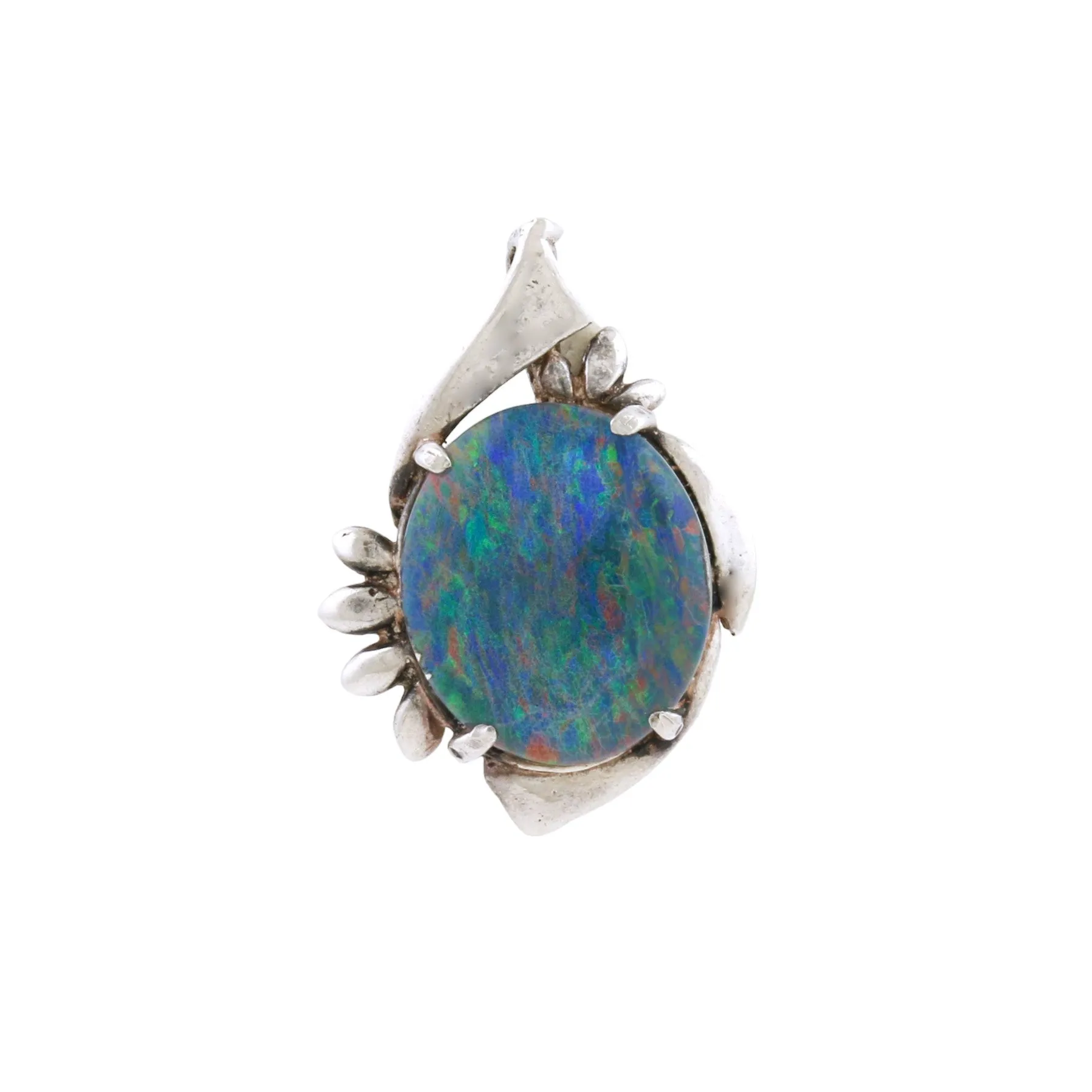 10k White Gold x Australian Queensland Opal Pendant