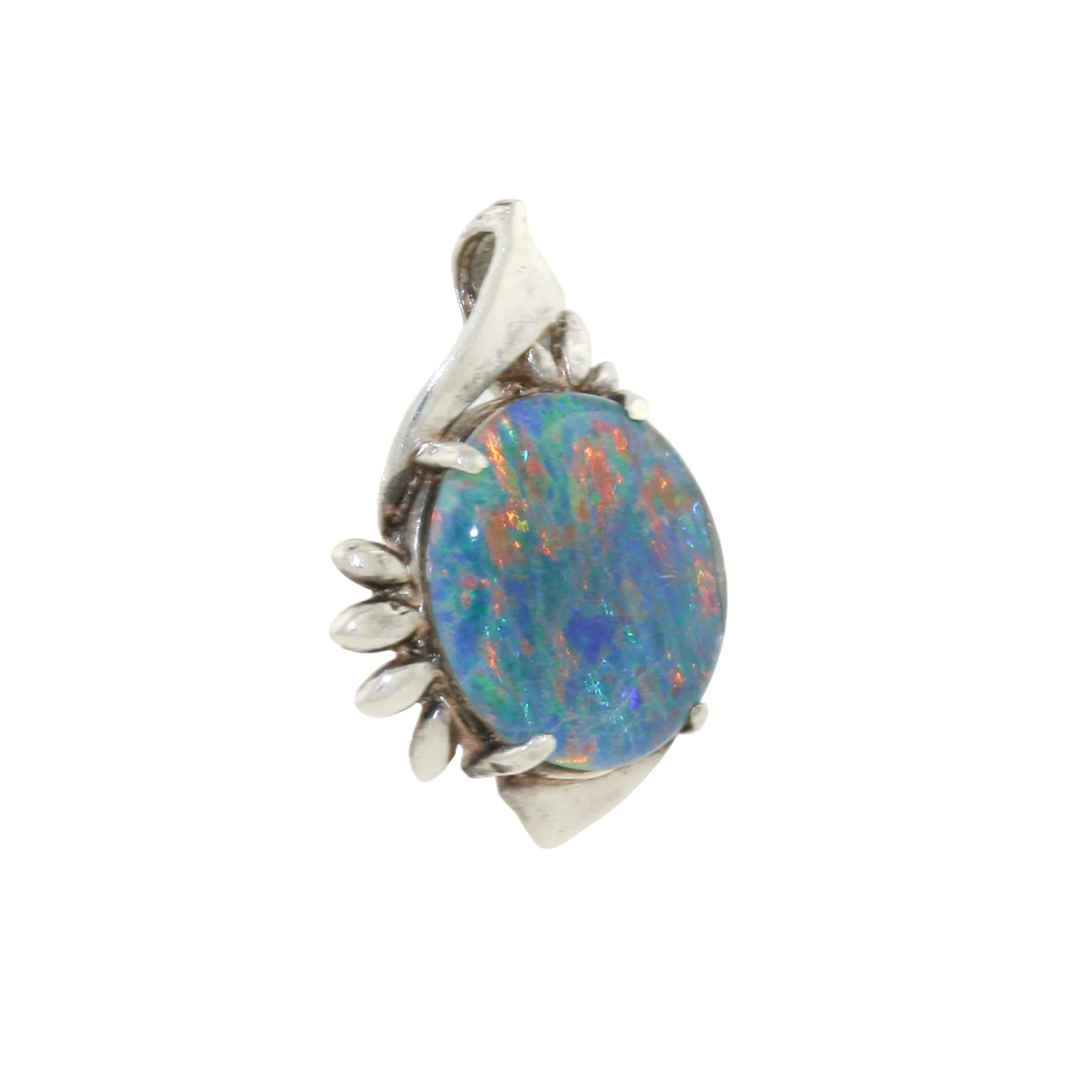 10k White Gold x Australian Queensland Opal Pendant