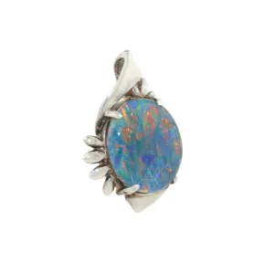 10k White Gold x Australian Queensland Opal Pendant