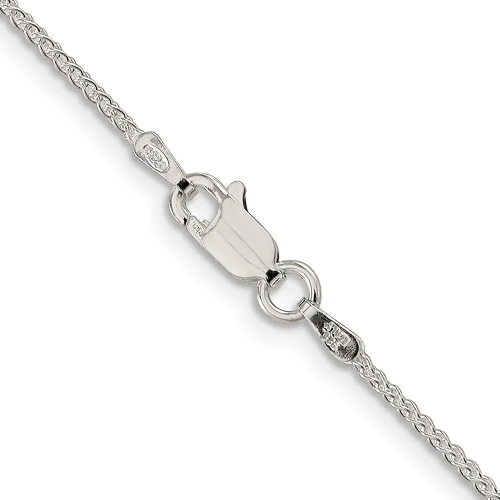 1.25mm, Sterling Silver Round Solid Spiga Chain Anklet