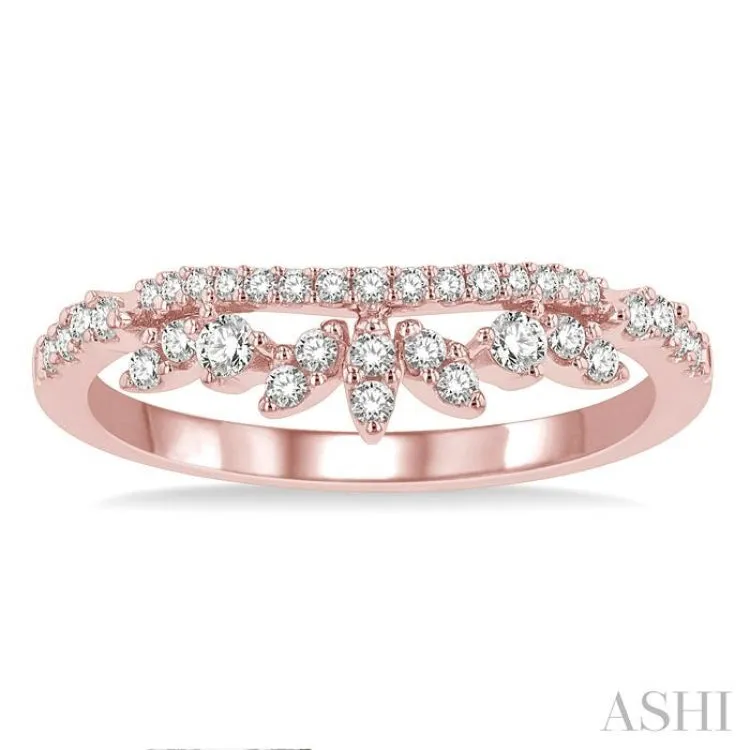 1/3 ctw Alternating Marquise and Circular Mount Round Cut Diamond Curved Band in 14K Rose Gold