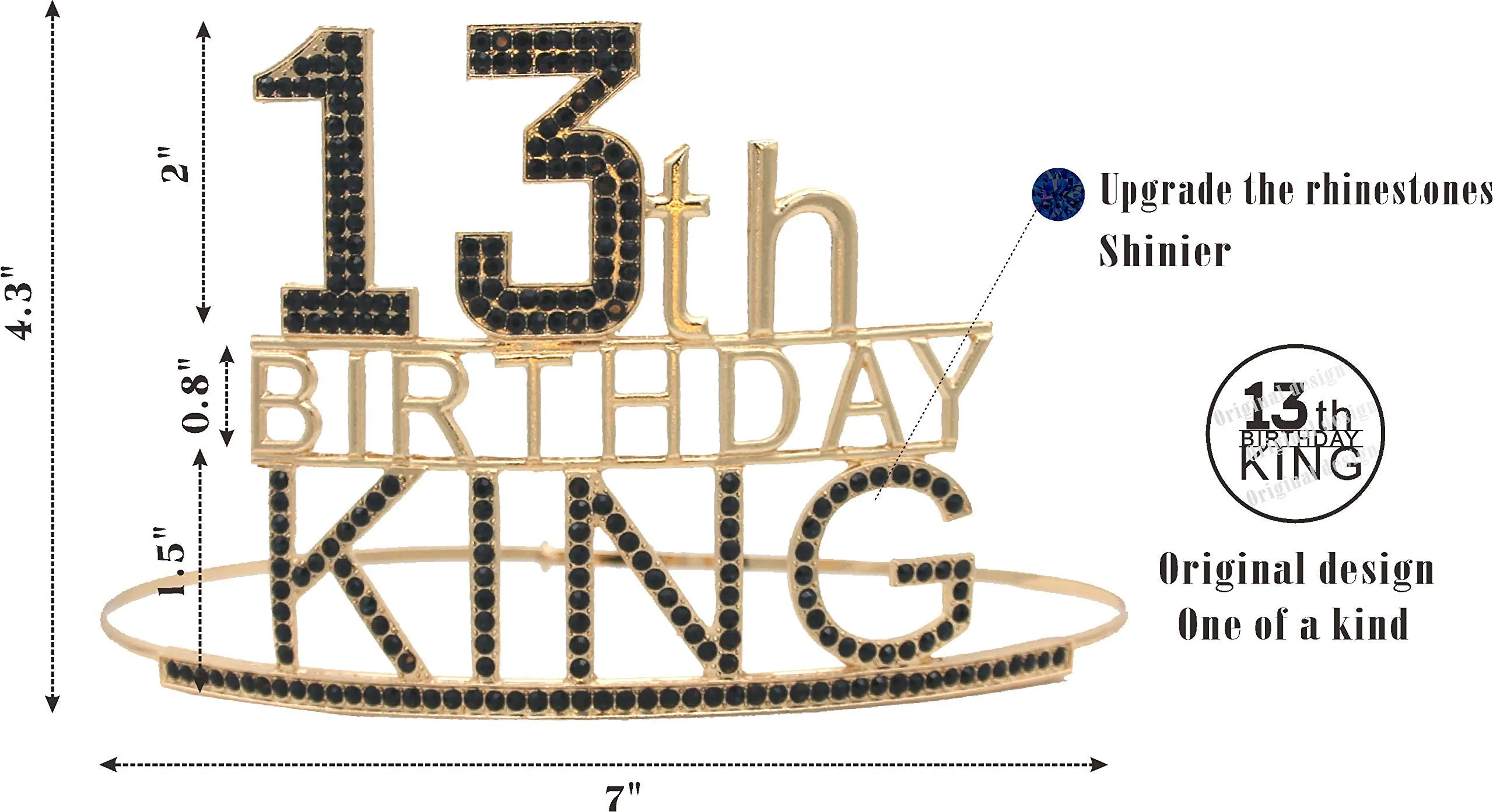 13th Birthday King Crown,13th Birthday Gifts for Boy,13th Birthday King Sash,13th Birthday