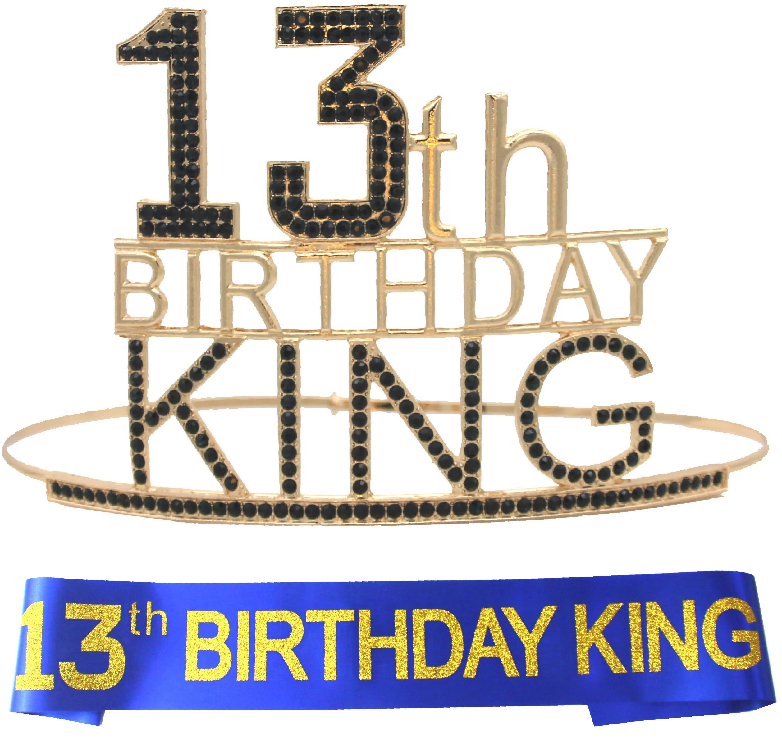 13th Birthday King Crown,13th Birthday Gifts for Boy,13th Birthday King Sash,13th Birthday