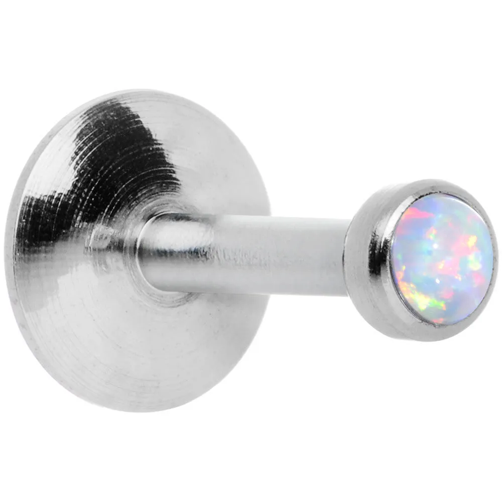 1/4 Steel 2.5mm Synthetic White Opal Internal Thread Tragus Earring