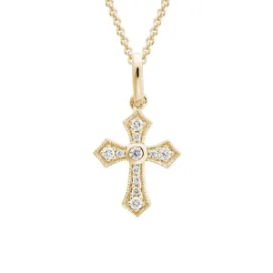 14k Diamond Cross Pendant Necklace