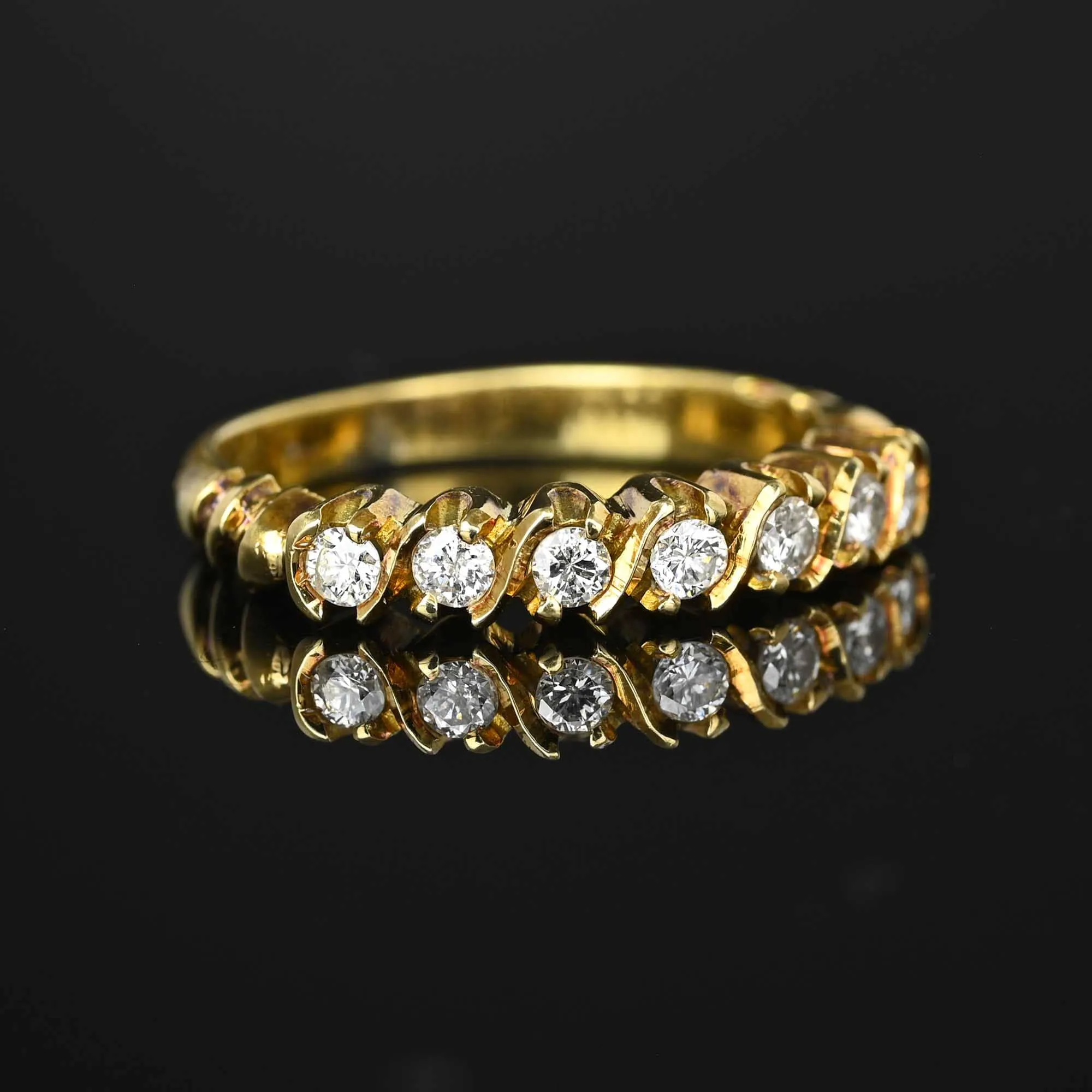 14K Gold Seven Stone Diamond Half Eternity Ring Band