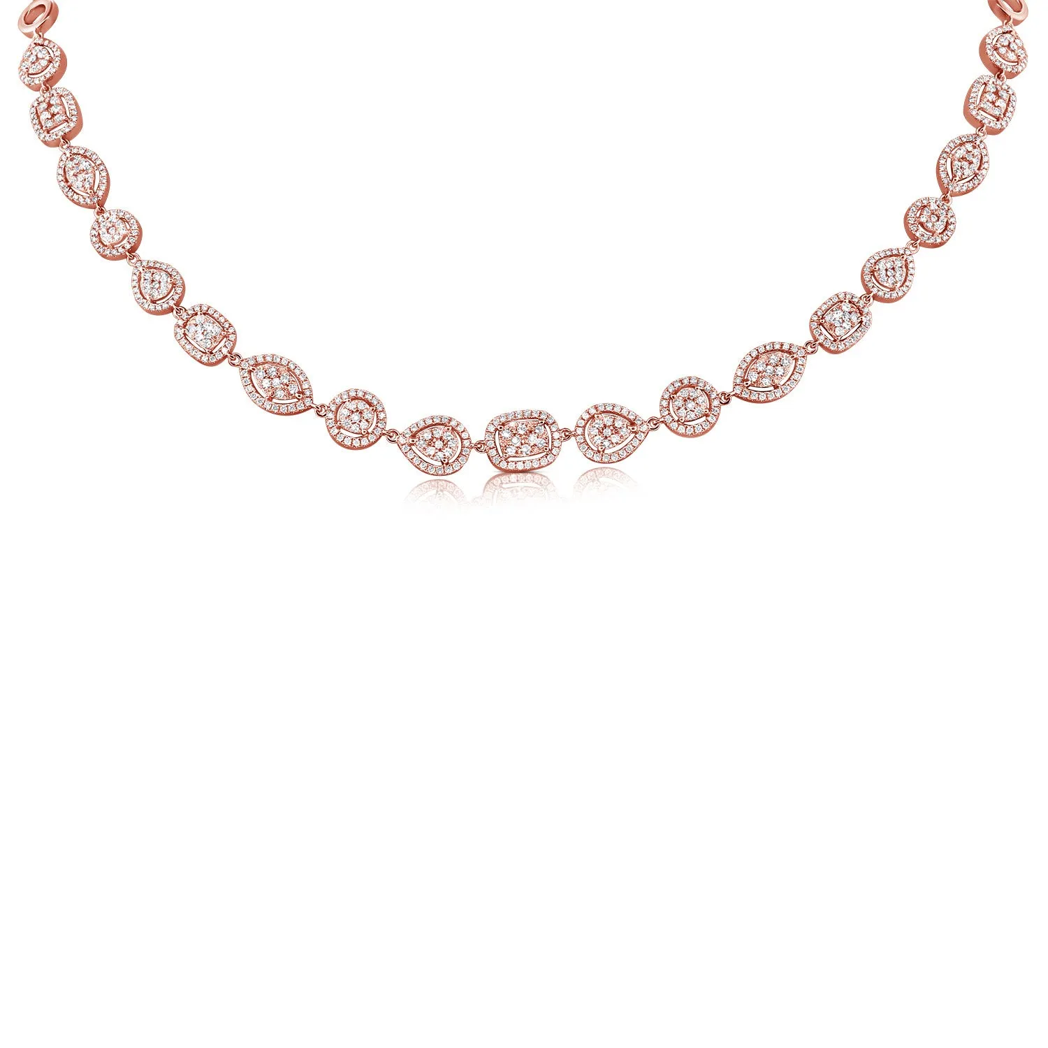 14K Rose Gold Diamond Multi Shape Necklace