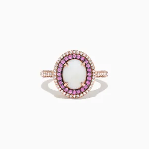 14K Rose Gold Opal, Pink Sapphire and Diamond Ring, 2.20 TCW