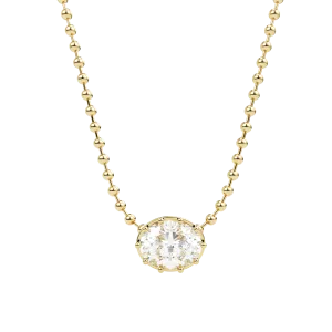 14k Tiger Prong Oval Bead Necklace -SS