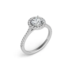 14K White Gold Diamond Halo Engagement Ring