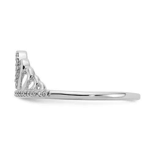 14k White Gold Genuine Diamond Tiara Crown Ring