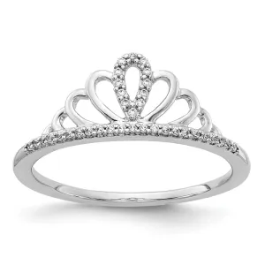 14k White Gold Genuine Diamond Tiara Crown Ring