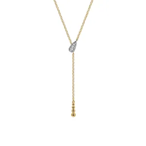 14K White Yellow Gold Bujukan And Diamond Y Necklace