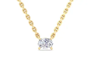 14K Yellow Gold 0.2 CTW Oval Lab-grown Diamond Bezel Set Solitaire Pendant