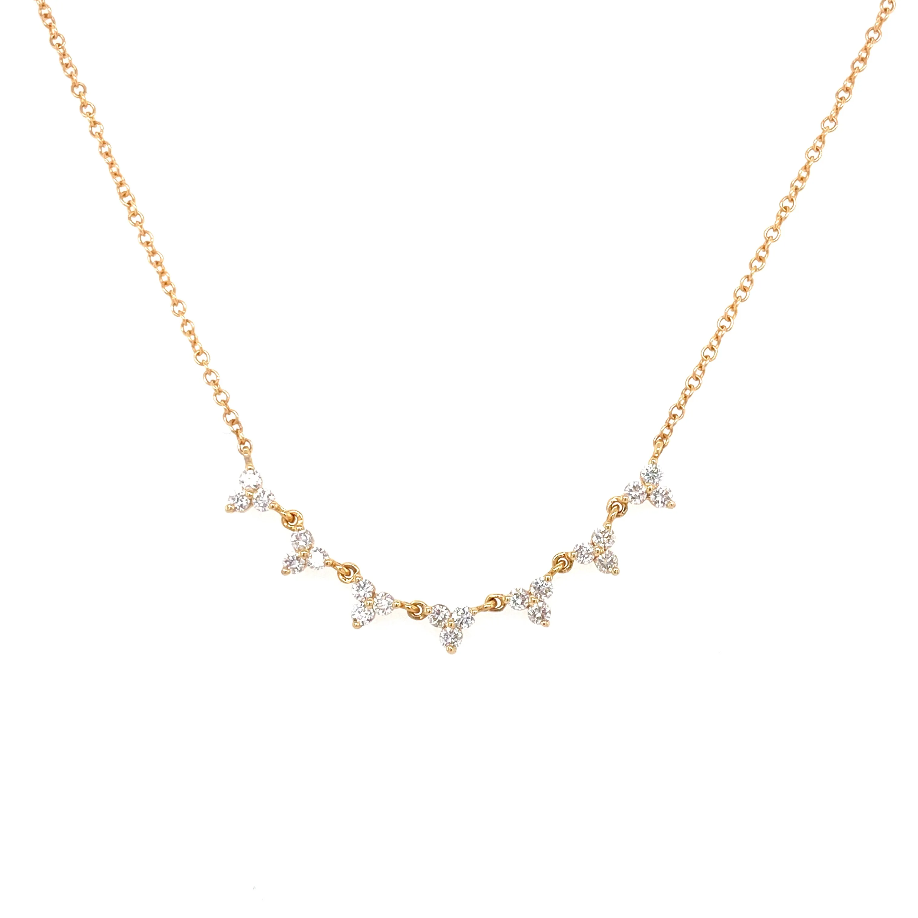 14K Yellow Gold Diamond Station Necklace