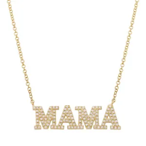 14k Yellow Gold Mama Diamond Necklace