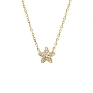 14K Yellow Gold Petite Star Diamond Necklace