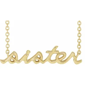 14K Yellow Gold Sister 18" Necklace