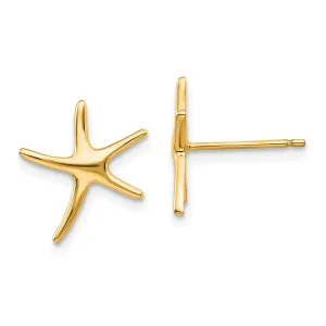 14k Yellow Gold Starfish Post Earrings