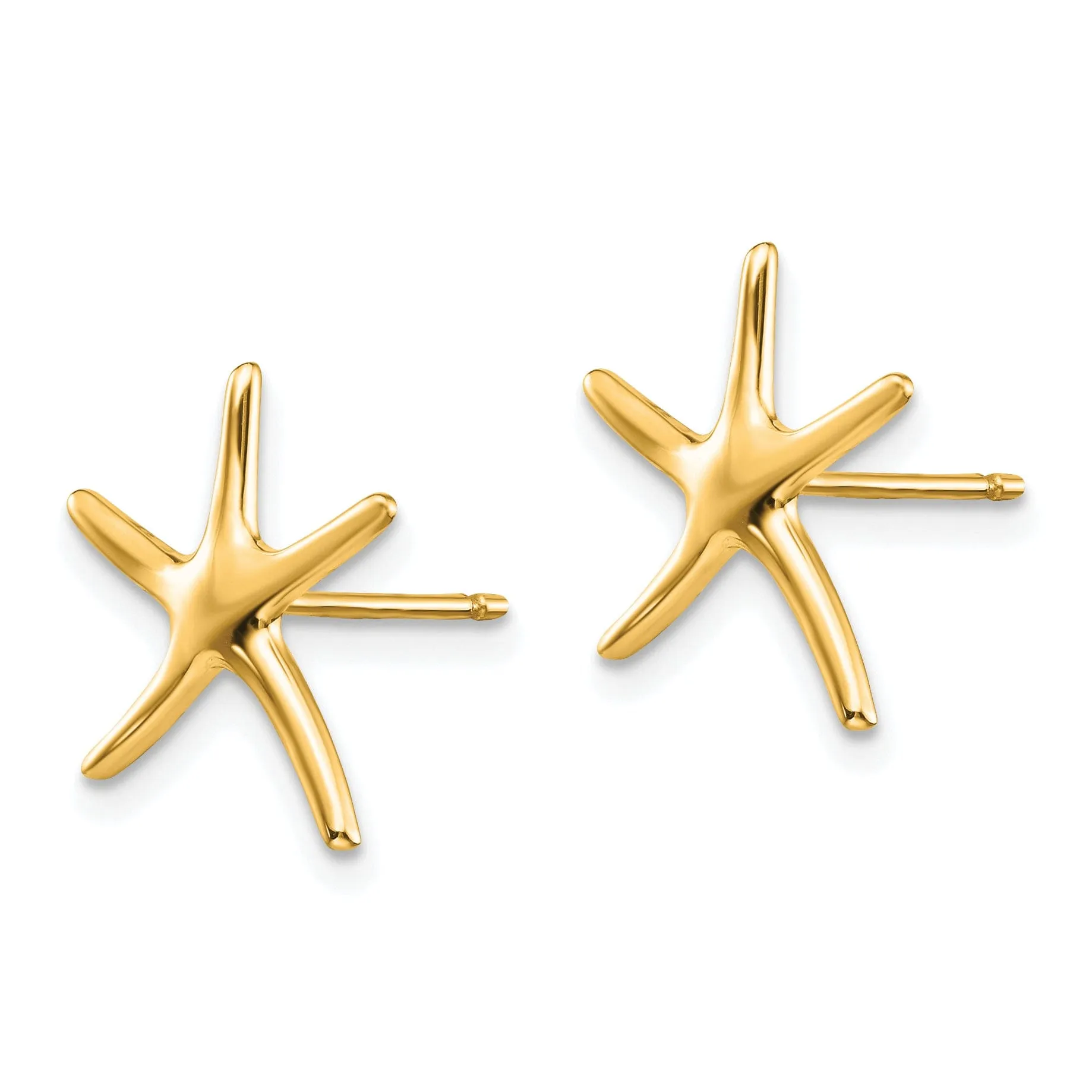 14k Yellow Gold Starfish Post Earrings