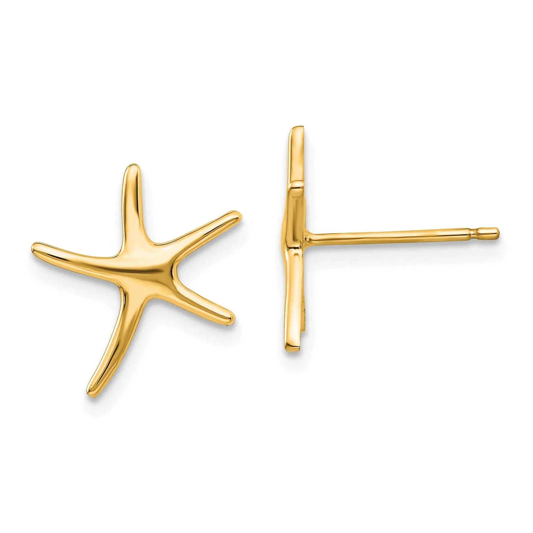 14k Yellow Gold Starfish Post Earrings