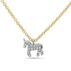 14K Yellow / White Gold Unicorn Diamond Necklace