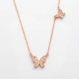 14KR 0.25CTW DIAMOND BUTTERFLY NECKLACE