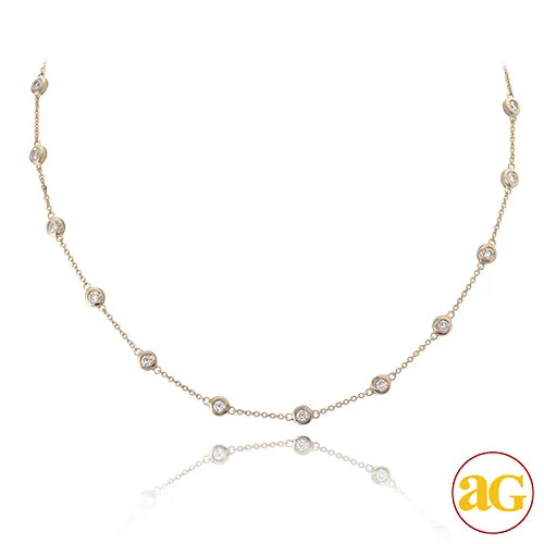 14KW 1.35CTW DIAMOND 17 STONE NECKLACE