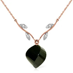 15.52 Carat 14K Solid Rose Gold Necklace Diamond Twisted Briolette Black Spinel