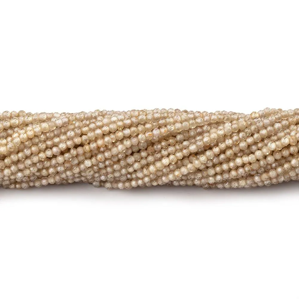 1.5mm Light Champagne Zircon Micro Faceted Rondelles 12.5 inch 233 beads AA