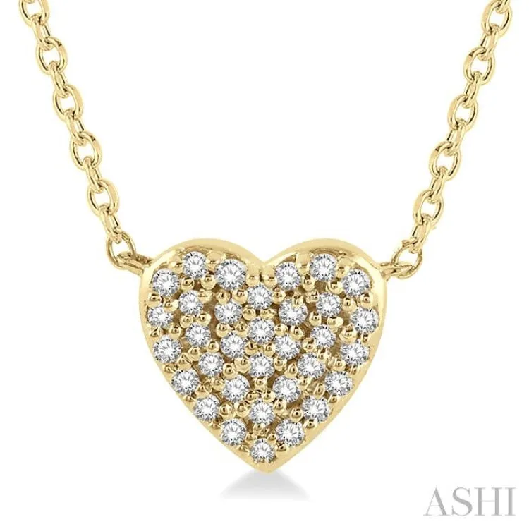 1/8 Ctw Heart Charm Round Cut Diamond Necklace in 10K Yellow Gold