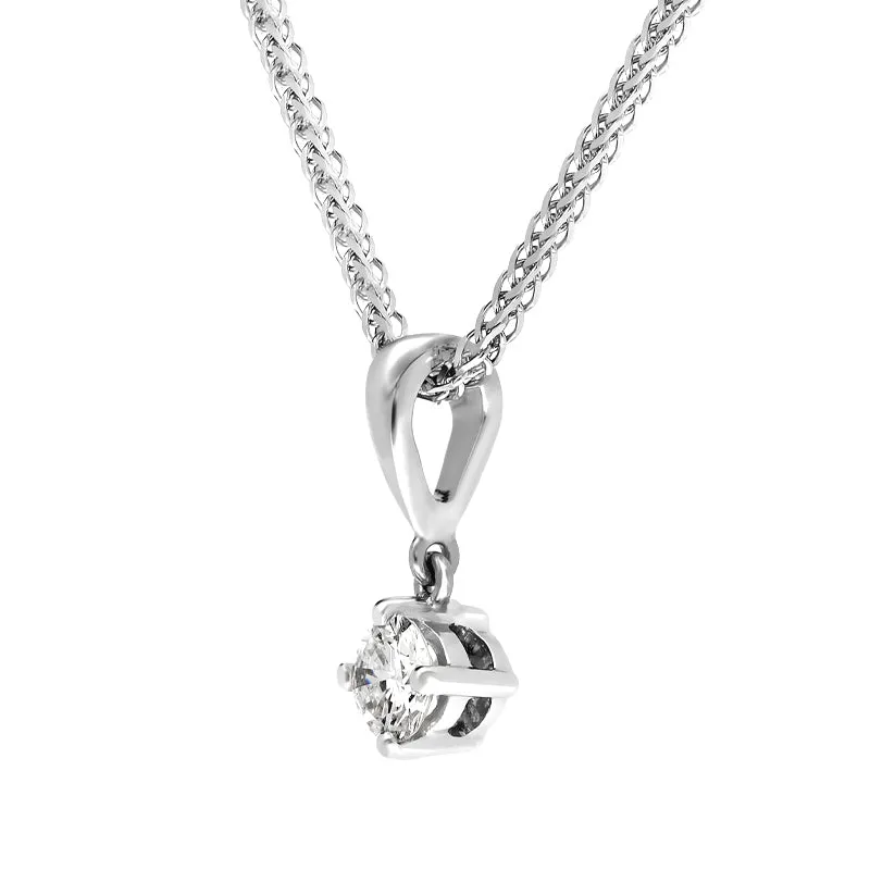 18ct White Gold 0.30ct Diamond Brilliant Cut Solitaire Necklace