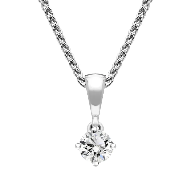 18ct White Gold 0.30ct Diamond Brilliant Cut Solitaire Necklace