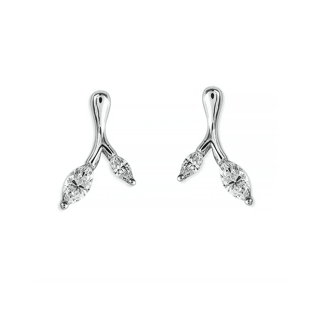 18ct White Gold 0.49ct Diamond Wishbone Earrings