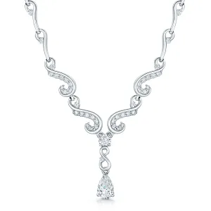 18ct White Gold Diamond Set Fancy Collarette Style Drop Necklace