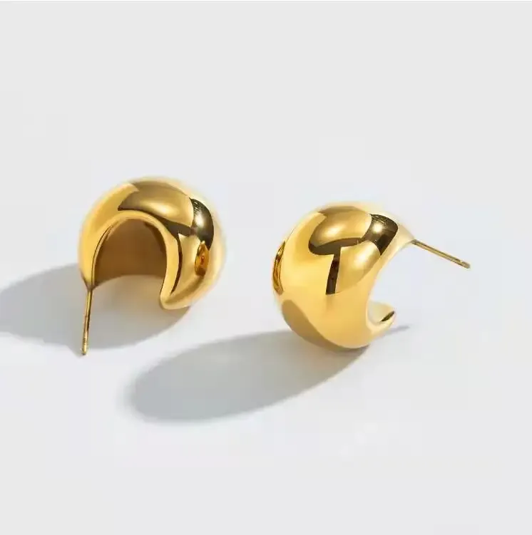 18K Gold-Filled Dome Hoop Earrings