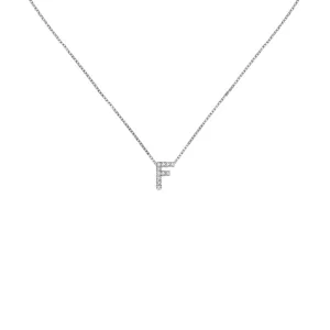 18k Gold Initial Letter "F" Diamond Pandent   Necklace