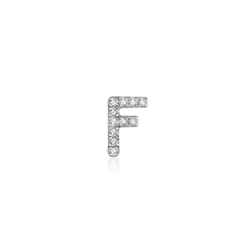 18k Gold Initial Letter "F" Diamond Pandent   Necklace