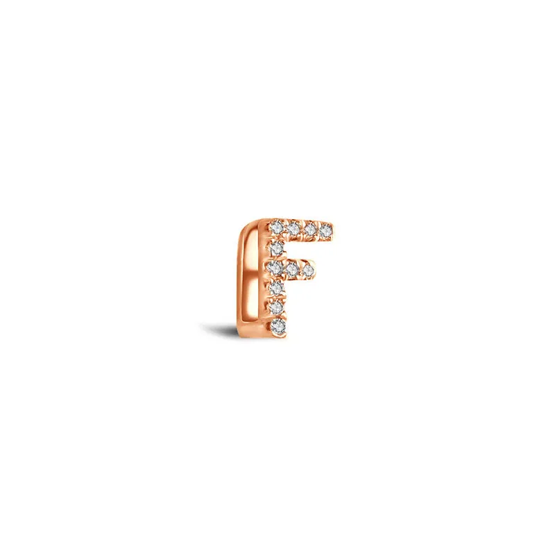 18k Gold Initial Letter "F" Diamond Pandent   Necklace