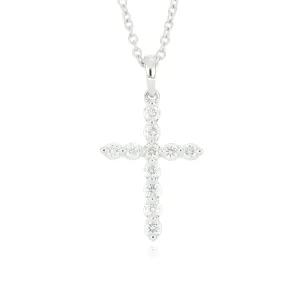 18k White Gold Diamond Cross Necklace