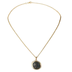 18K Yellow Gold Athena Coin Pendant 18" Chain