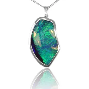 18KT WHITE GOLD BOULDER OPAL 46CT PENDANT