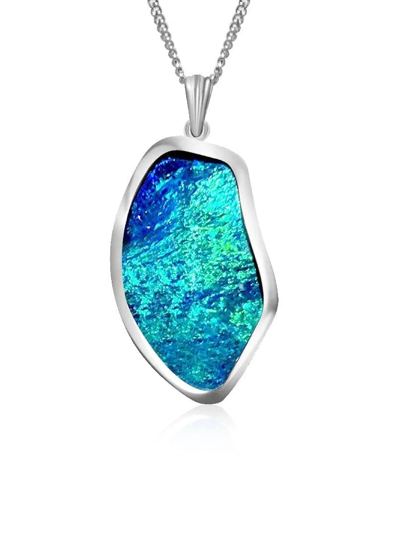 18KT WHITE GOLD BOULDER OPAL 46CT PENDANT