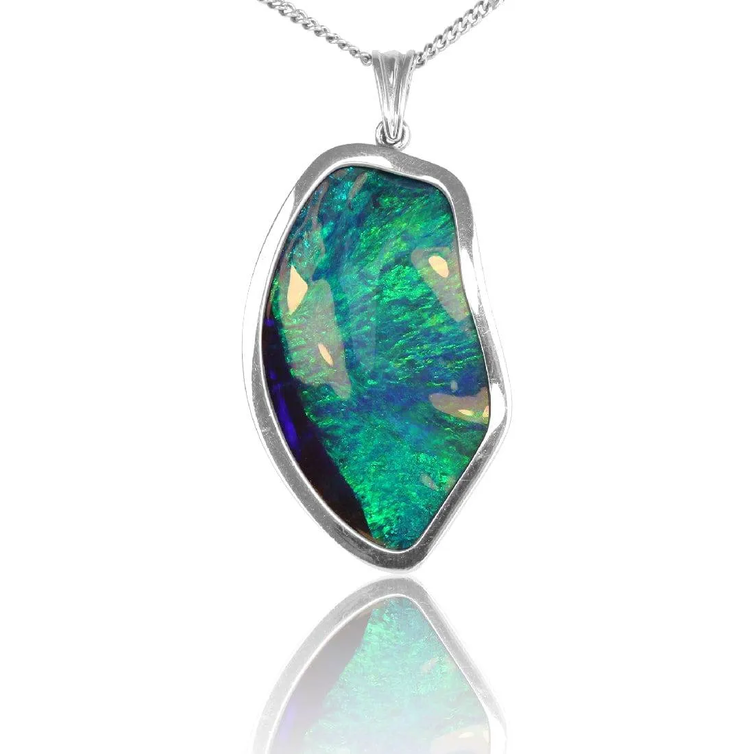 18KT WHITE GOLD BOULDER OPAL 46CT PENDANT